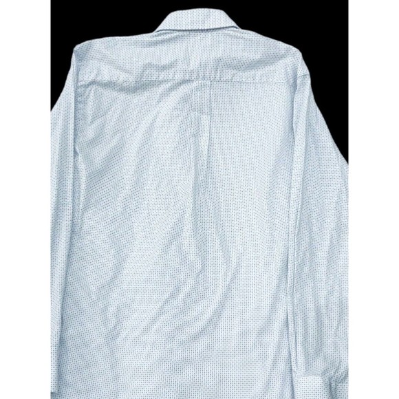 Peter Millar White Blue Dots Button Up Shirt Medium Long Sleeve Cotton Collared - Picture 6 of 10